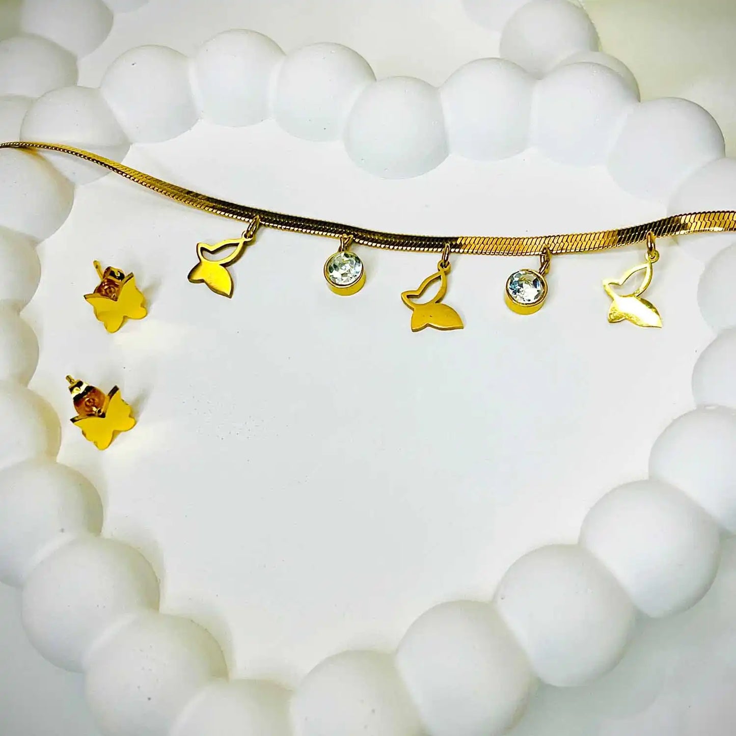 Butterfly Charms Necklace with Earrings