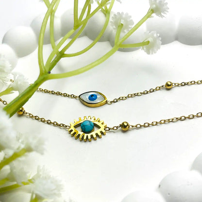 Evil-eye Cascade Double Chain Necklace
