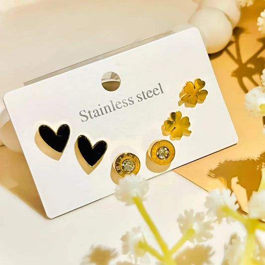 Heart Shape Studs Set