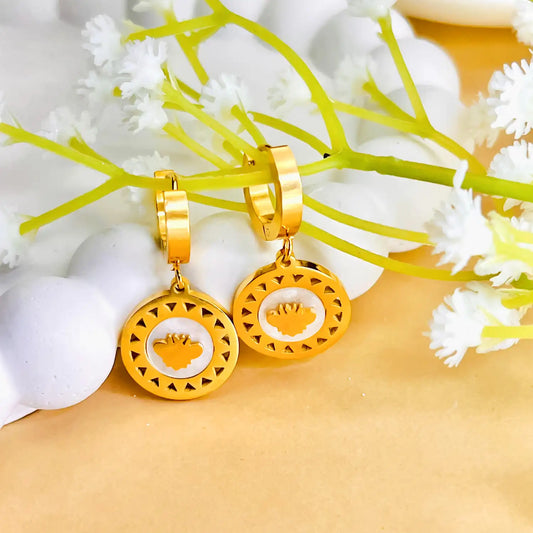 Shine Bright in Round Golden Earrings