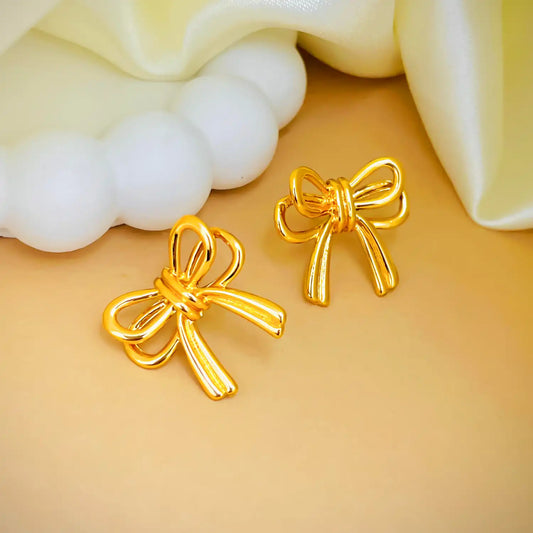 Cute Golden Bow Earrings